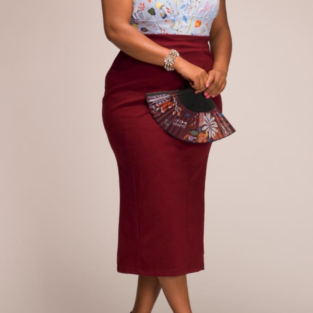 Pinup girl clothing midi ponte skirt